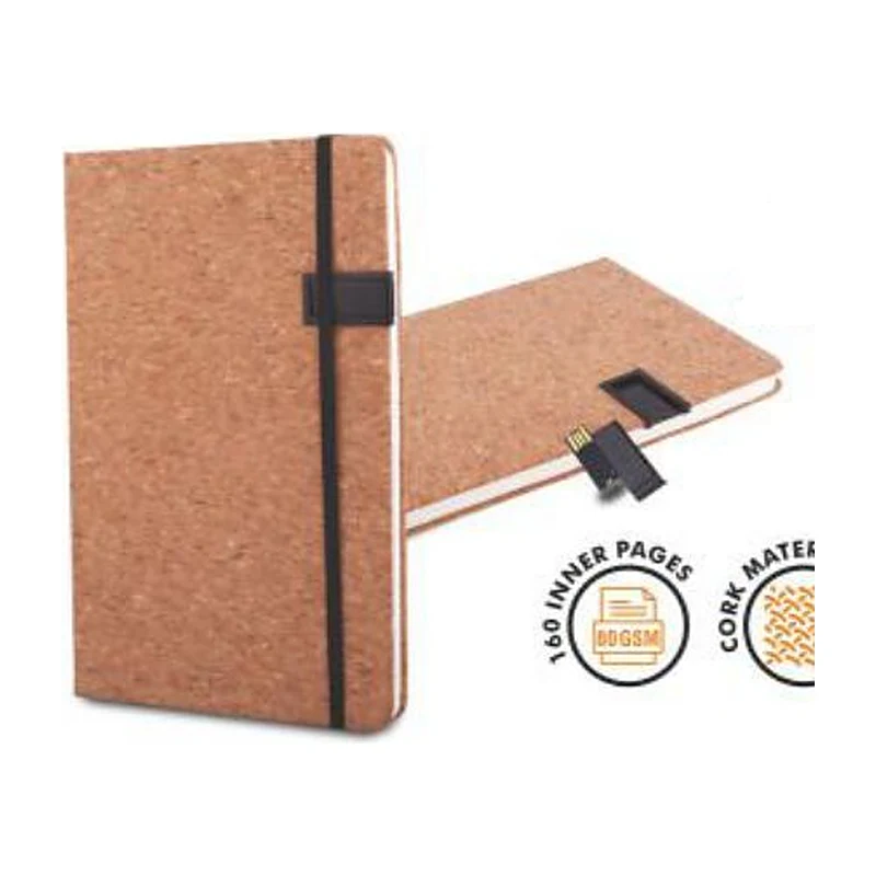 Cork Notebook with Pen Drive