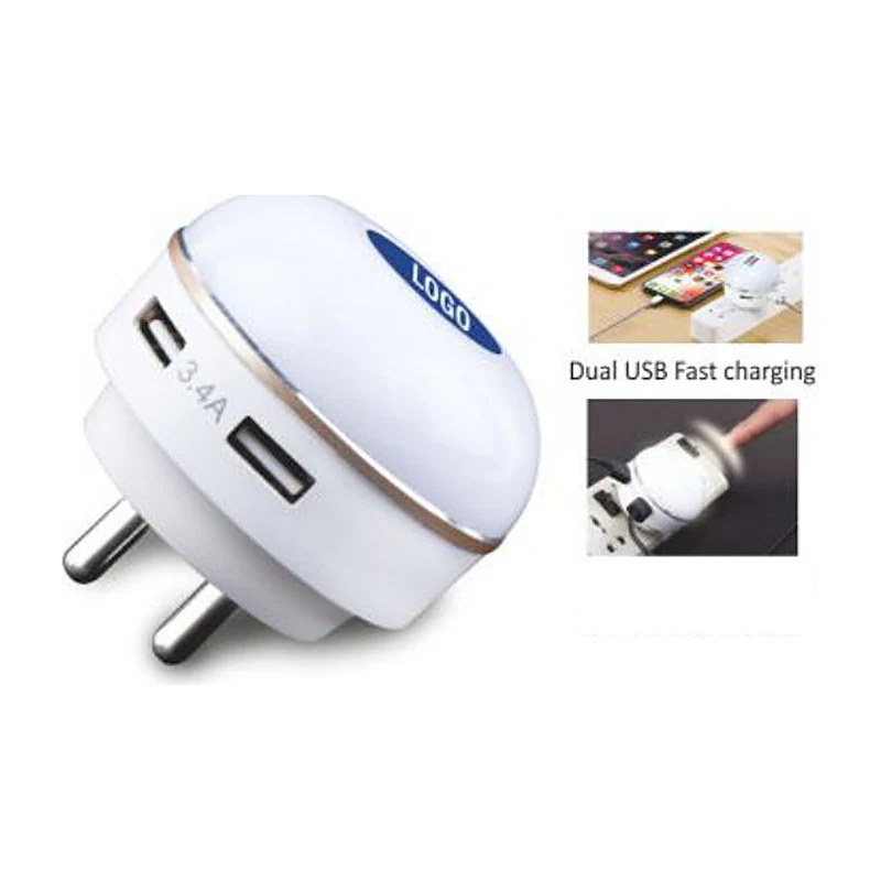 Dual USB Charger with Night Lamp
