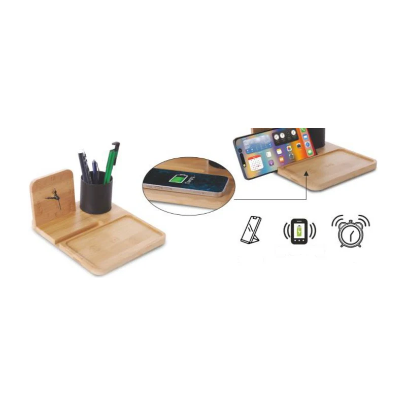 Bamboo Charge & Clock Station
